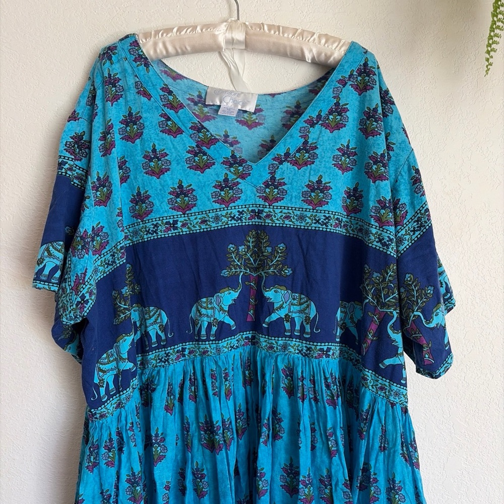Vintage Comfort Choice Women's Multicolor Floral Cotton Lounge Dress size 4X - Picture 2 of 4